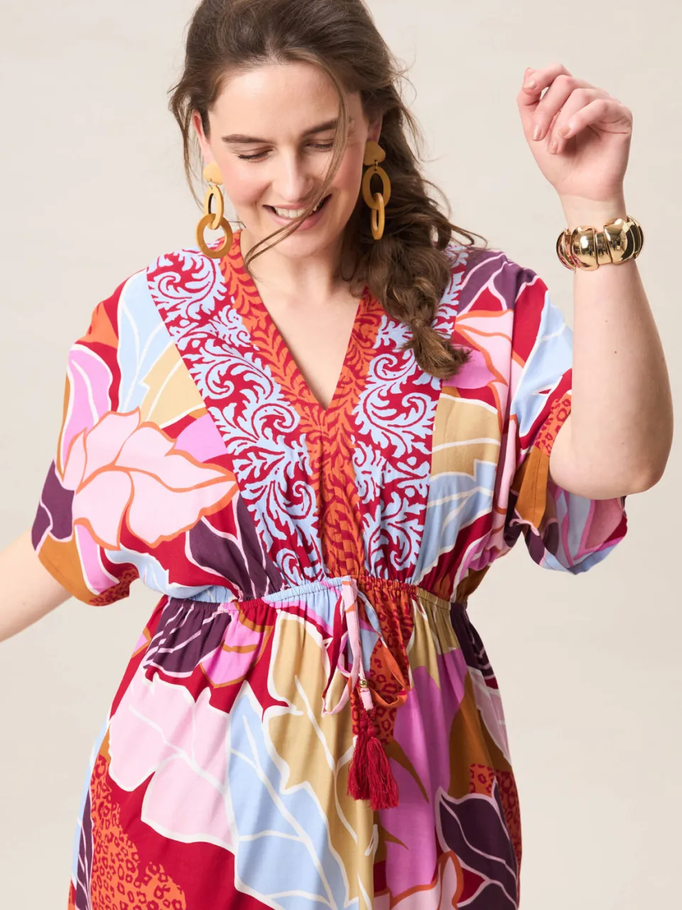 Miss Etam Plus midi jurk multi multi kleur, foto 4