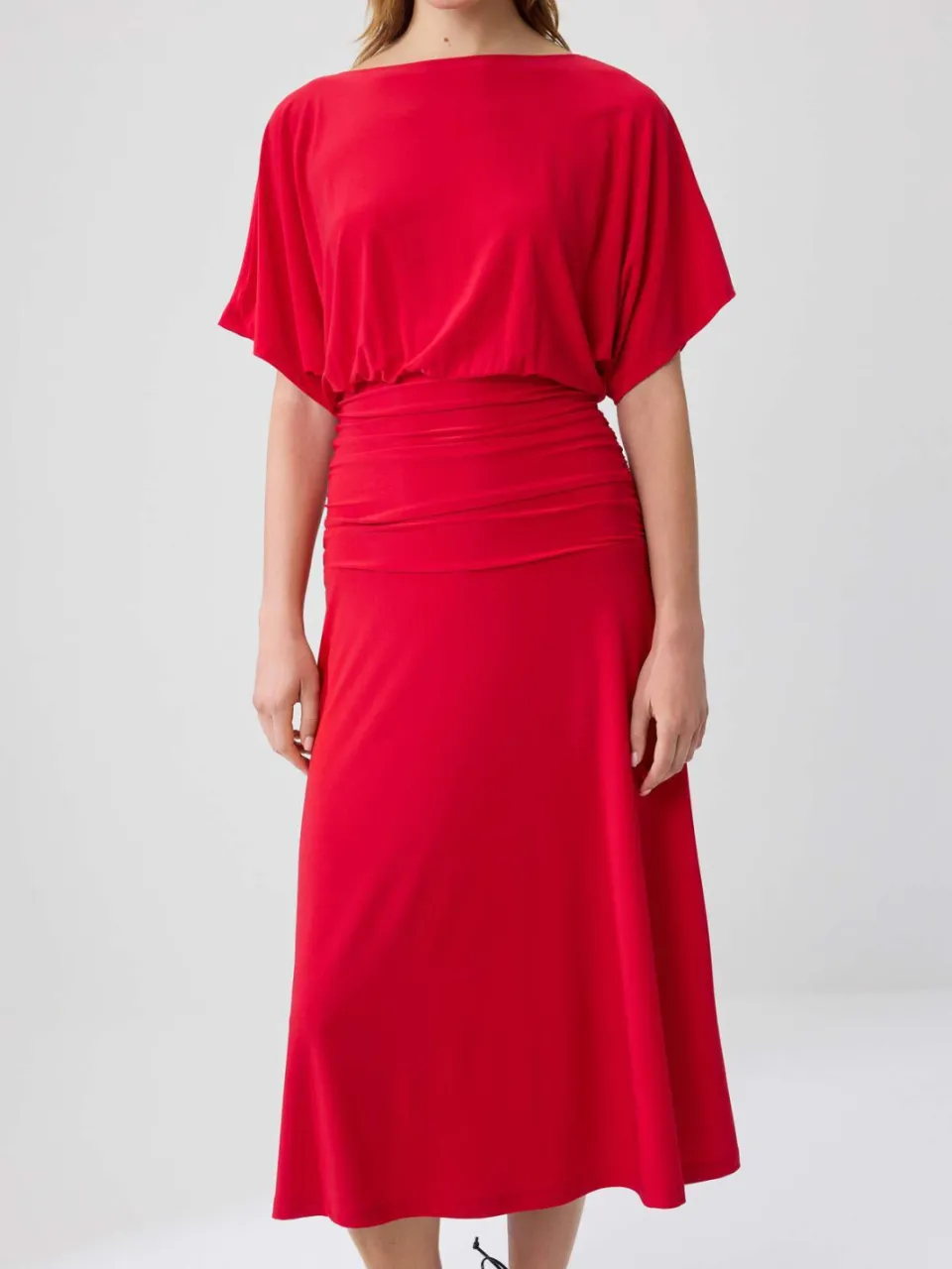 Trendyol TRENDYOLMİLLA Dames Rood Effen Maxi Kort Skater Jurken, foto 2