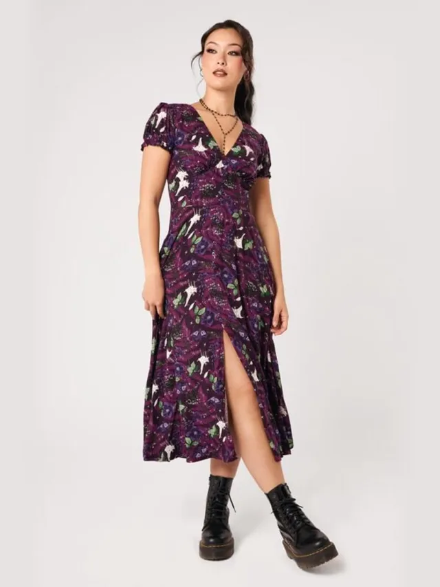 Hell Bunny DEADLY BOUQUET DRESS Dames Midi-jurk - meerkleurig multicolor