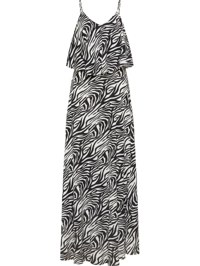 Faina Maxi-jurk met zebraprint voor dames nelice zwart wit