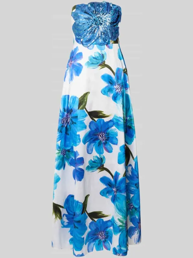 Adrianna Papell off-shoulderjurk in all-over look met pailletten blauw, foto 2