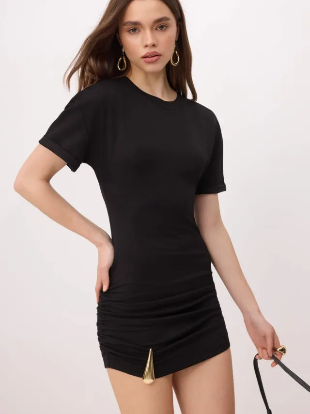 Trendyol TRENDYOLMİLLA Dames Zwart Effen Kort / Mini Kort Bodycon Jurken