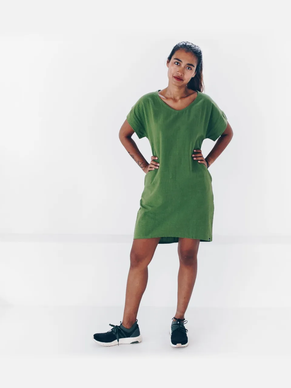 The Driftwood Tales dames vegan Jurk Retro Groen