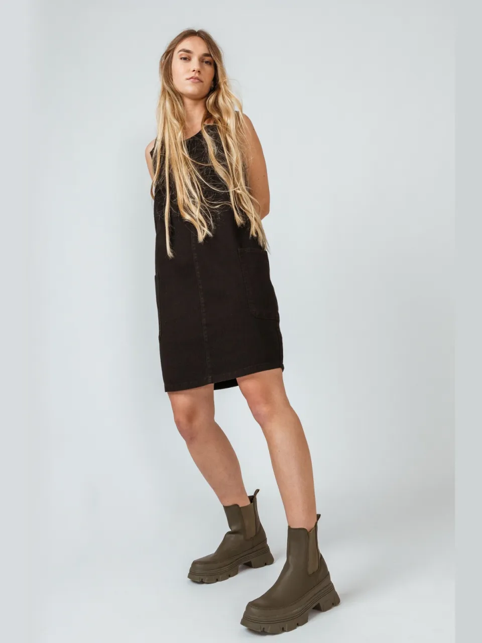 Skfk dames vegan Overgooier Jurk Pinafore Zwart, foto 2
