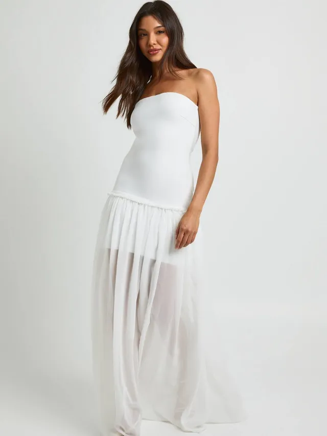 boohoo Dames Premium Bandage Bandeau Maxi Jurk Ivoor