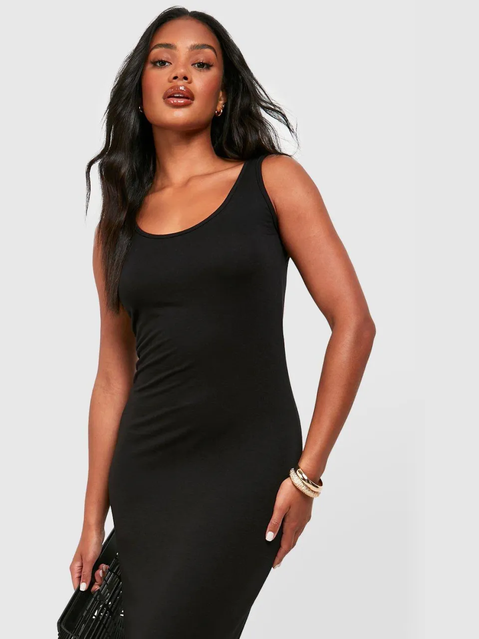 boohoo Dames Petite Basic Scoop Neck Maxi Jurk zwart, foto 2