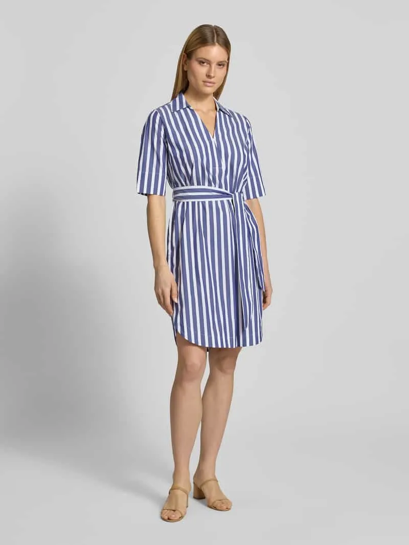 White Label Knie-lange overhemdjurk met strikceintuur blauw, foto 3