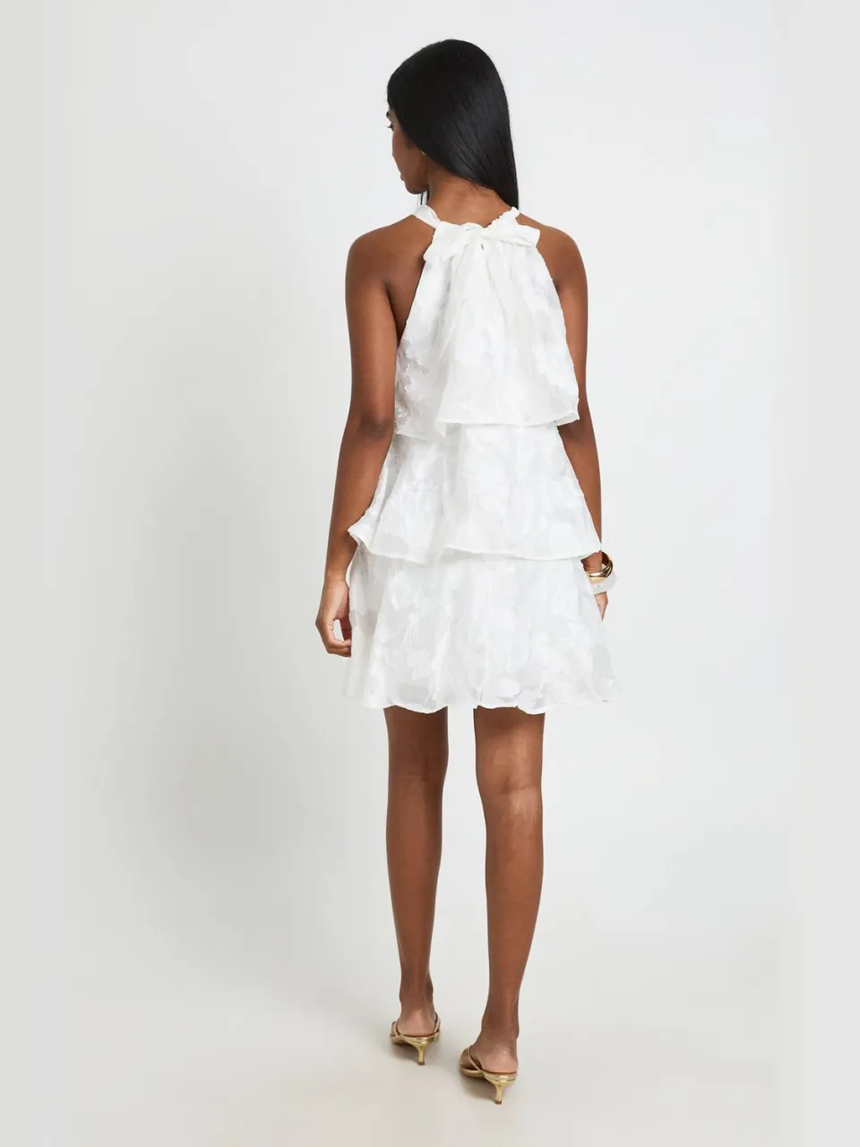 boohoo Dames Burnout Halterneck Gelaagde Mini Jurk ivoor, foto 2