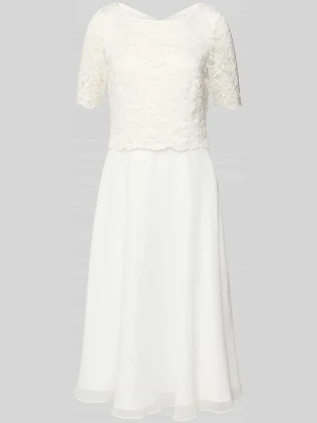 Vera Mont Knie-lange cocktailjurk met kant offwhite, foto 2