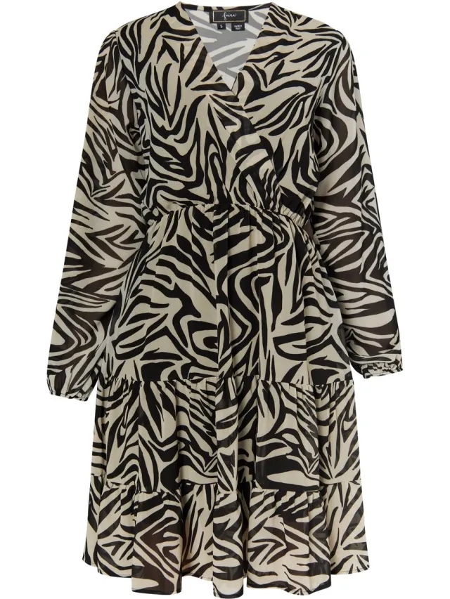 Faina Jurkje met zebraprint beige/ zwart