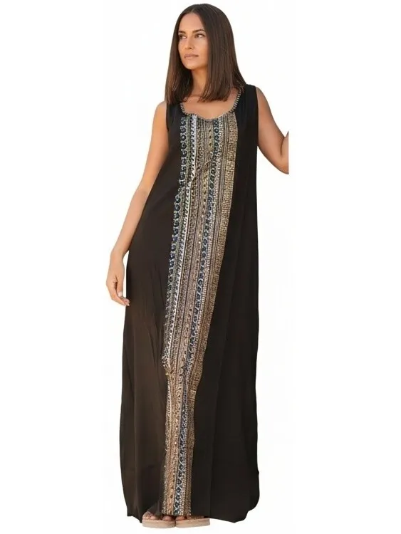 Isla Bonita By Sigris Lange Jurk Isla Bonita By Sigris Lange Midi-Jurk Zwart