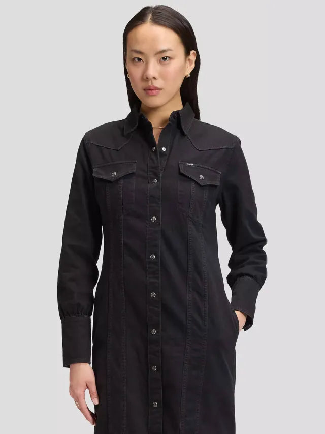 Lee spijkerjurk met split - black denim, foto 2