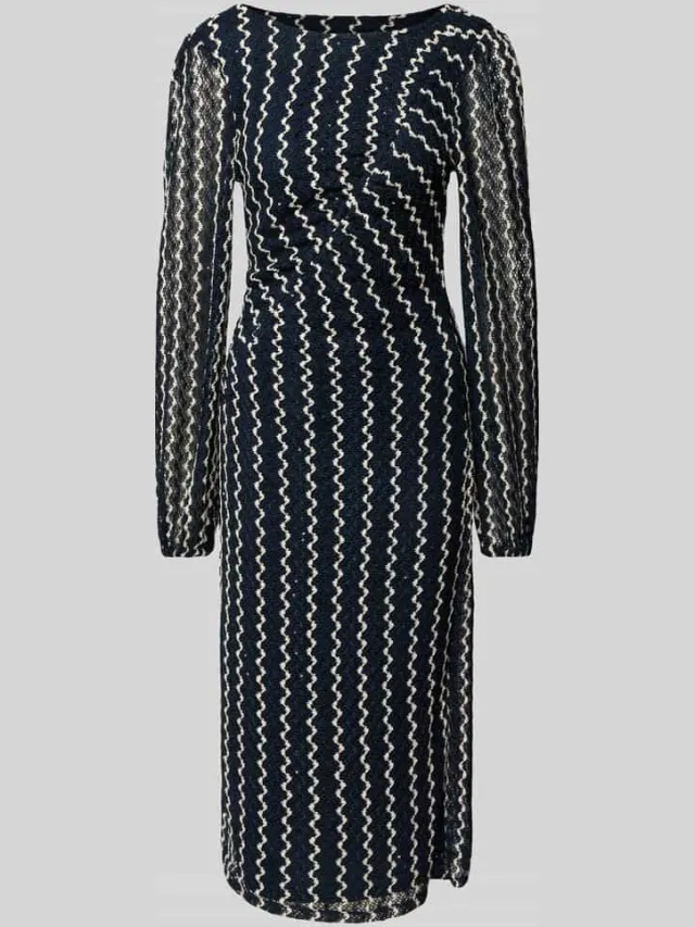Vila Midi-jurk met ronde hals, model 'ELLEN' marineblauw, foto 2