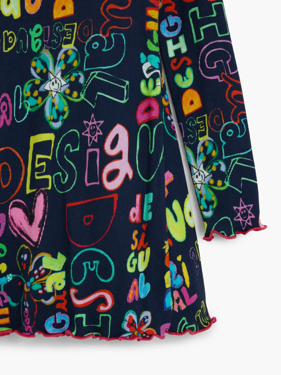 Desigual A-lijn jurk donkerblauw donkerblauw/geel/roze, foto 5