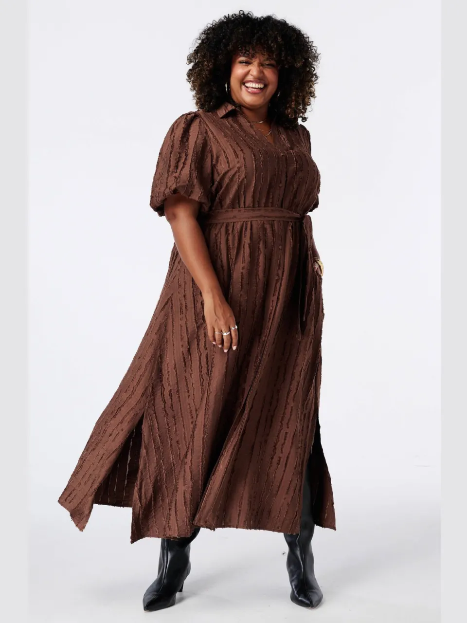 MS Mode midi blousejurk - bruin, foto 5