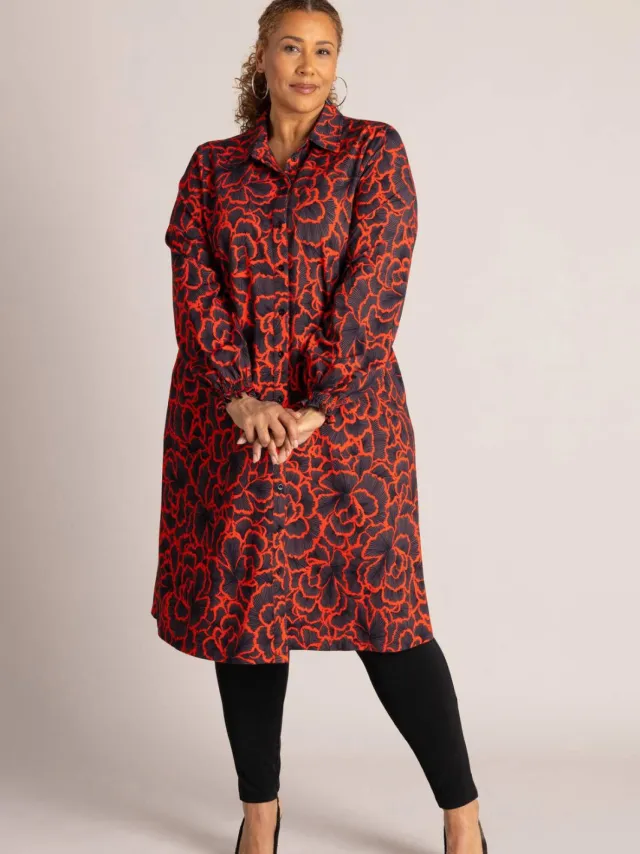 Colletta blousejurk Plus Size met print - rood Rood/zwart