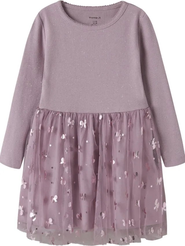 NAME IT NMFROSALLY LS DRESS Meisjes Jurk Mauve Shadows