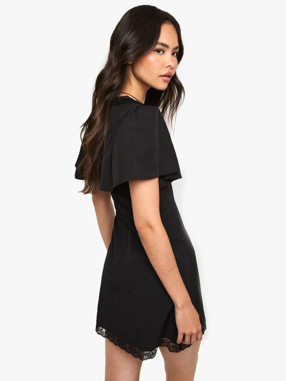 boohoo Dames Mini Jurk met Kanten Afwerking zwart, foto 2