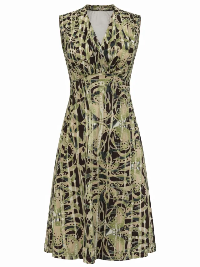 Conquista Artistieke midi-jurk met overslag aan de voorkant en abstracte print. Veelkleurig