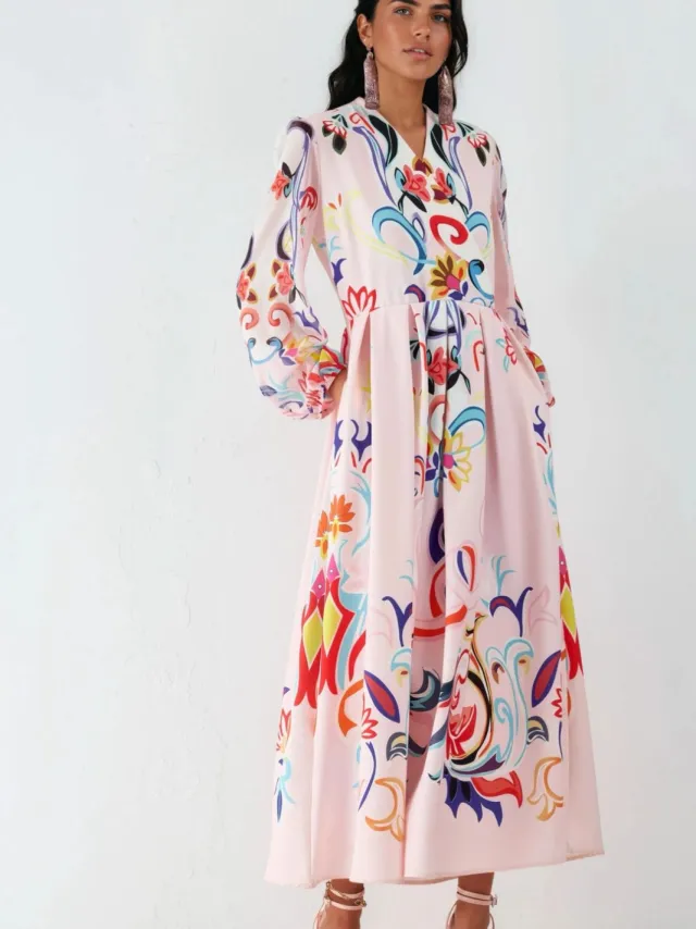 MSN Collection Floral Print Maxi A-lijn Jurk Wit