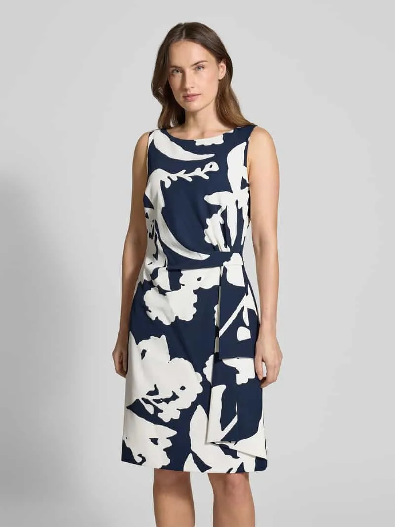 Vera Mont Knie-lange cocktailjurk in wikkellook Donkerblauw