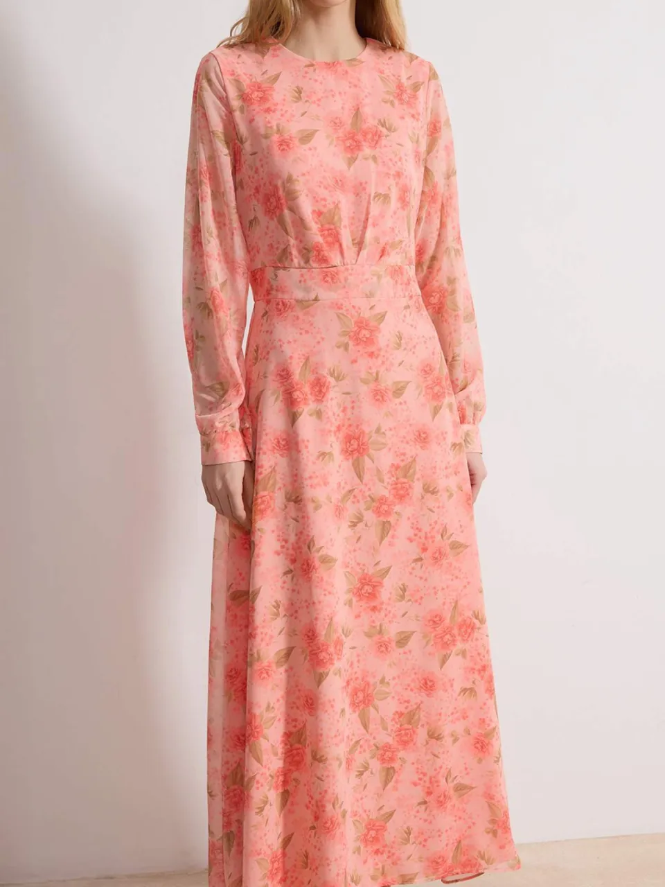 Turkishsouq Lange maxi-jurk met bloemenprint voor dames, casual/dagelijks, A-lijn model, geschikt voor hijab. roze, foto 2