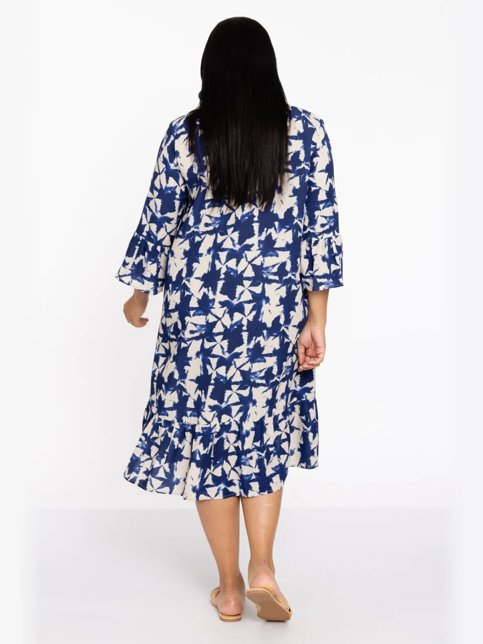 Yoek TESSA jurk met ruches blauw, foto 4