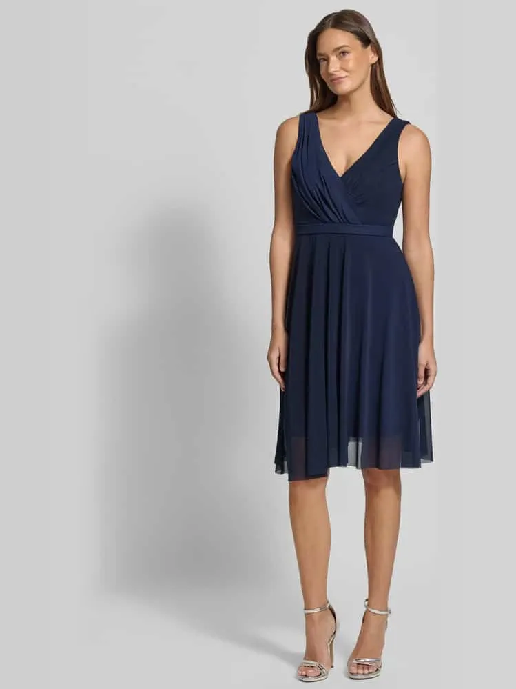 TROYDEN COLLECTION Cocktailjurk met V-hals Donkerblauw