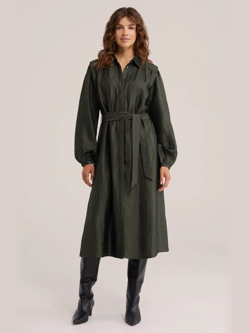 WE Fashion midi jurk - donkergroen