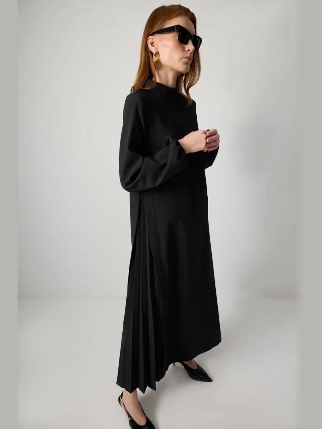 TOUCHÉ PRIVÉ Geplooide crêpe jurk - Zwart - Dames