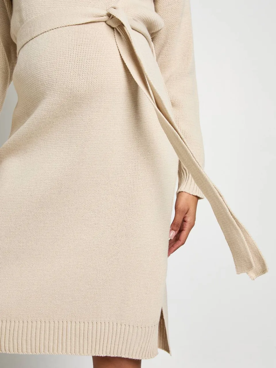 boohoo Dames Zwangerschaps ronde hals trui midijurk steen, foto 4