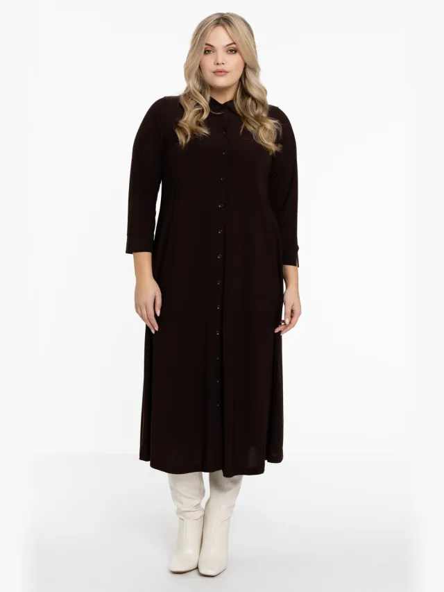 Yoek Lange blouse-jurk | Bruin