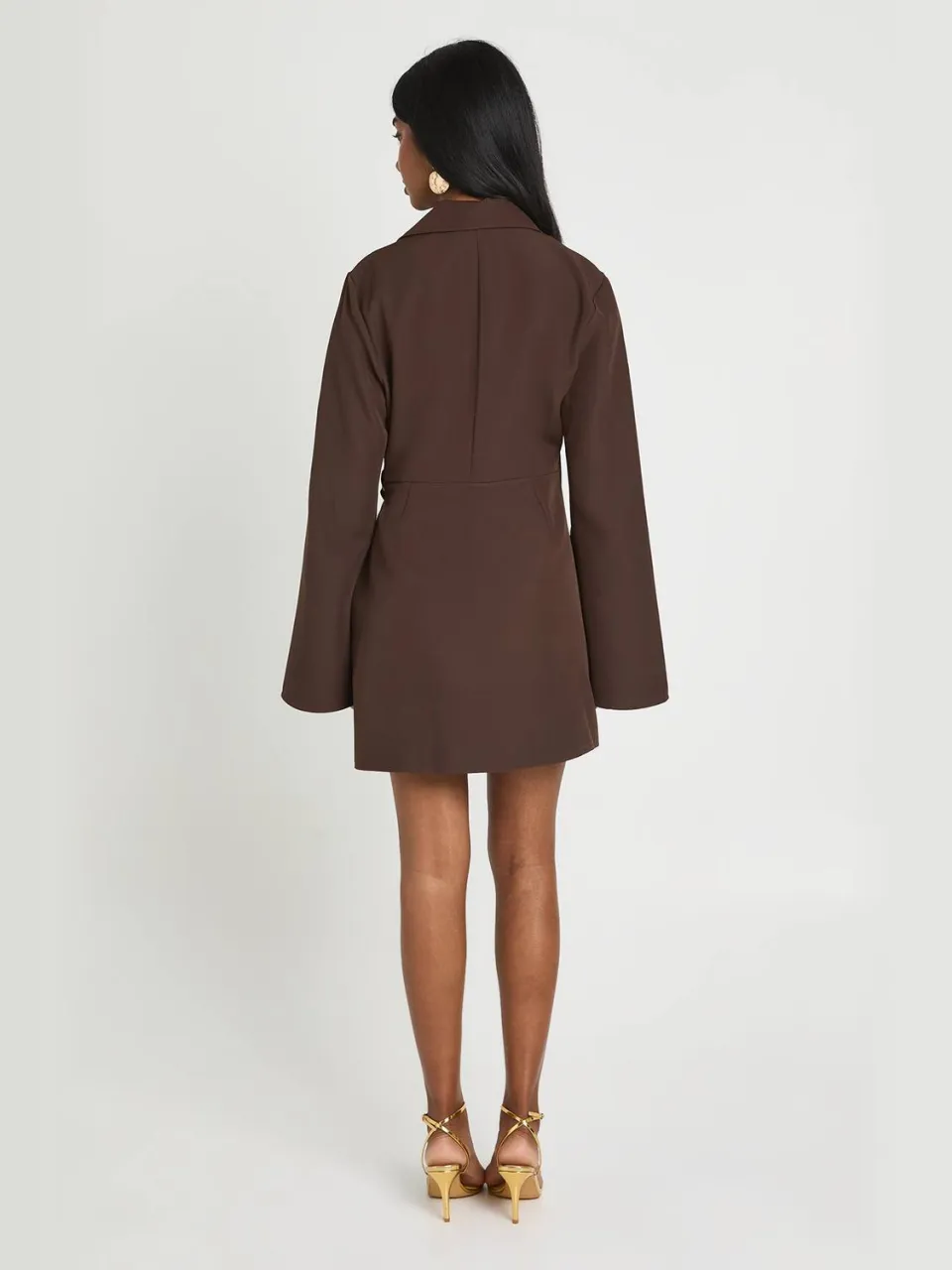 boohoo Dames Gesp Detail Strikceintuur Getailleerde Blazer Jurk espresso, foto 2
