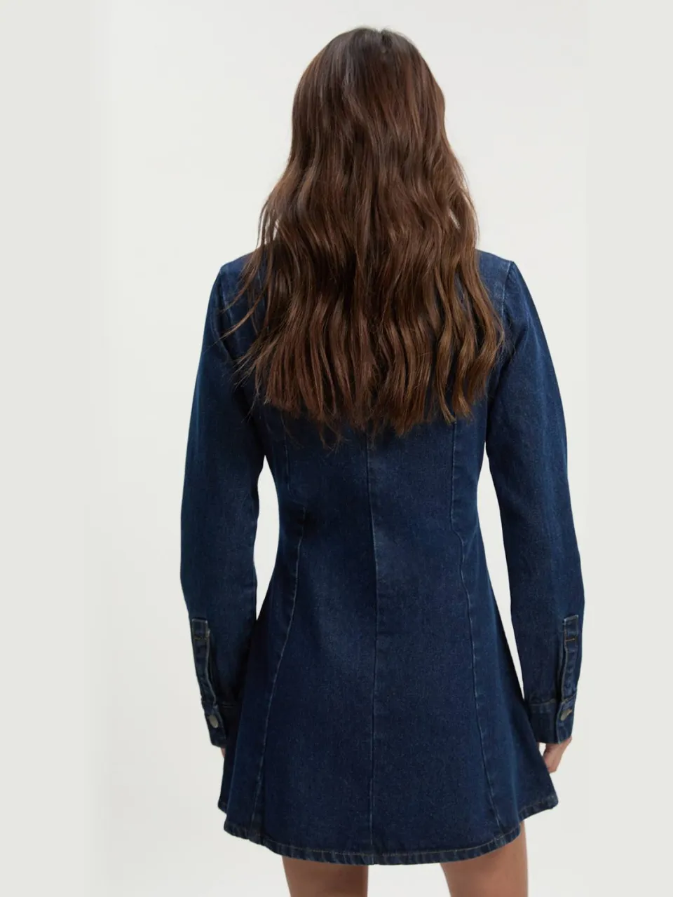 boohoo Dames Flare lange mouwen mini-jurk indigo, foto 4