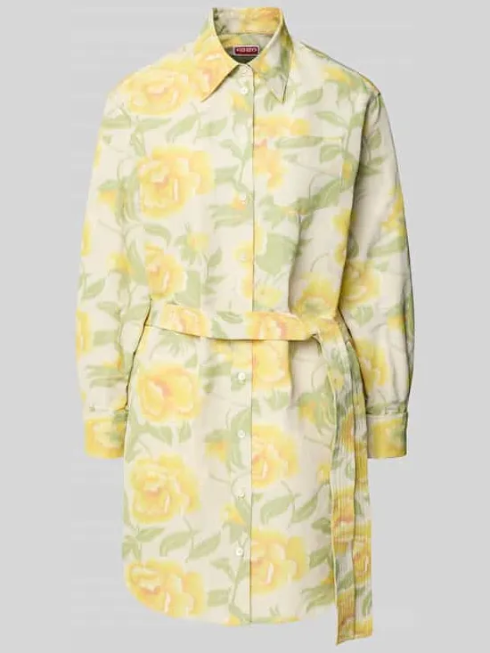 Kenzo Knielange jurk met knoopsluiting geel, foto 2
