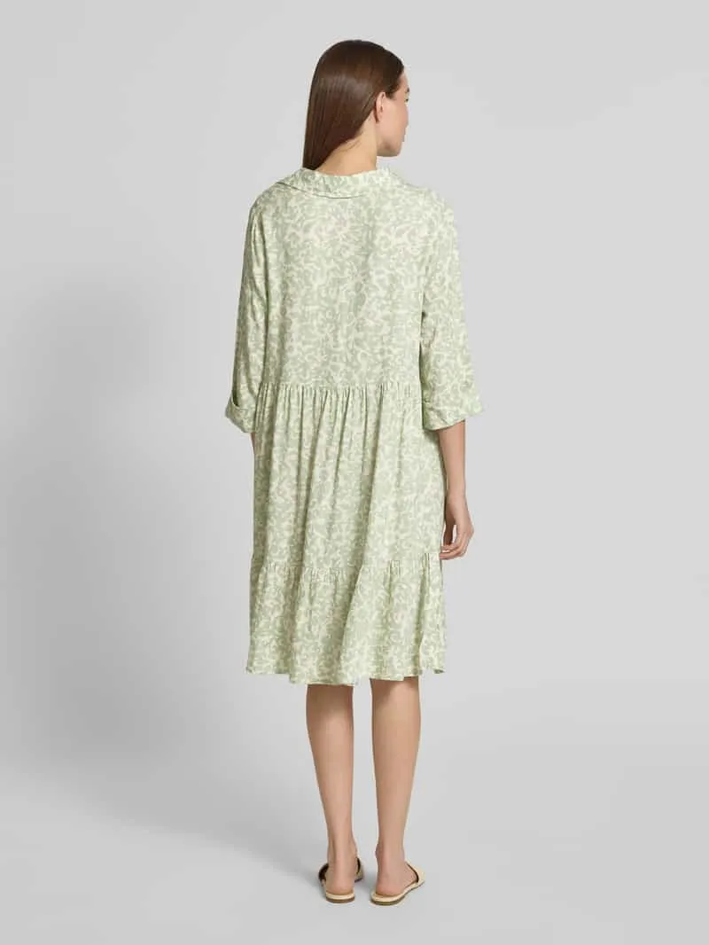 Opus Knielange jurk in laagjeslook, model 'Walari' lichtgroen gemêleerd, foto 3