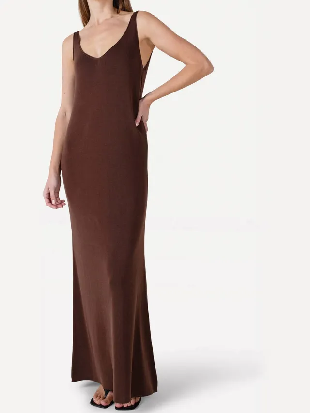 Another-Label maxi jurk bruin