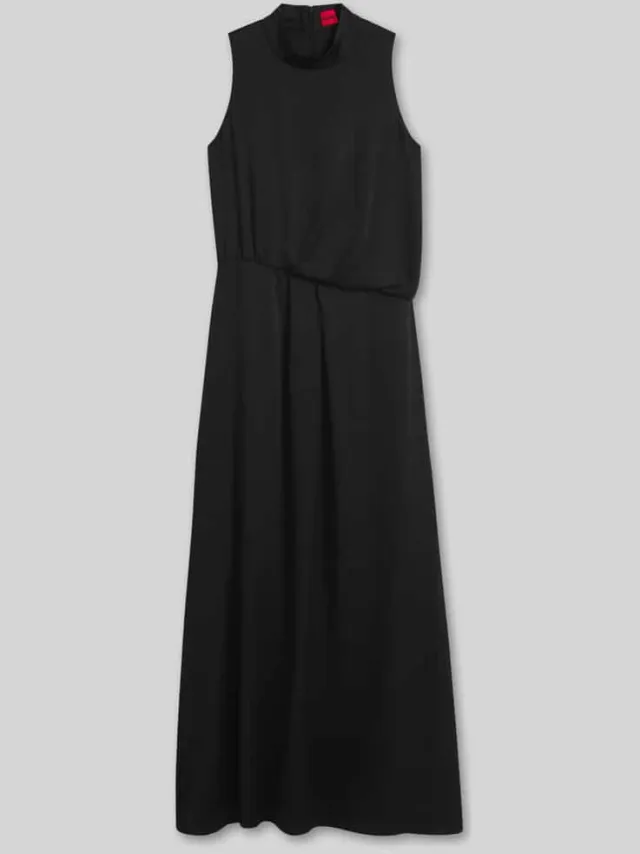 Hugo Maxi-jurk met drapering model 'Kedina-1' Zwart