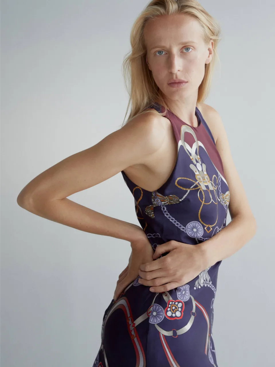 Mango midi jurk met print - blauw, foto 3