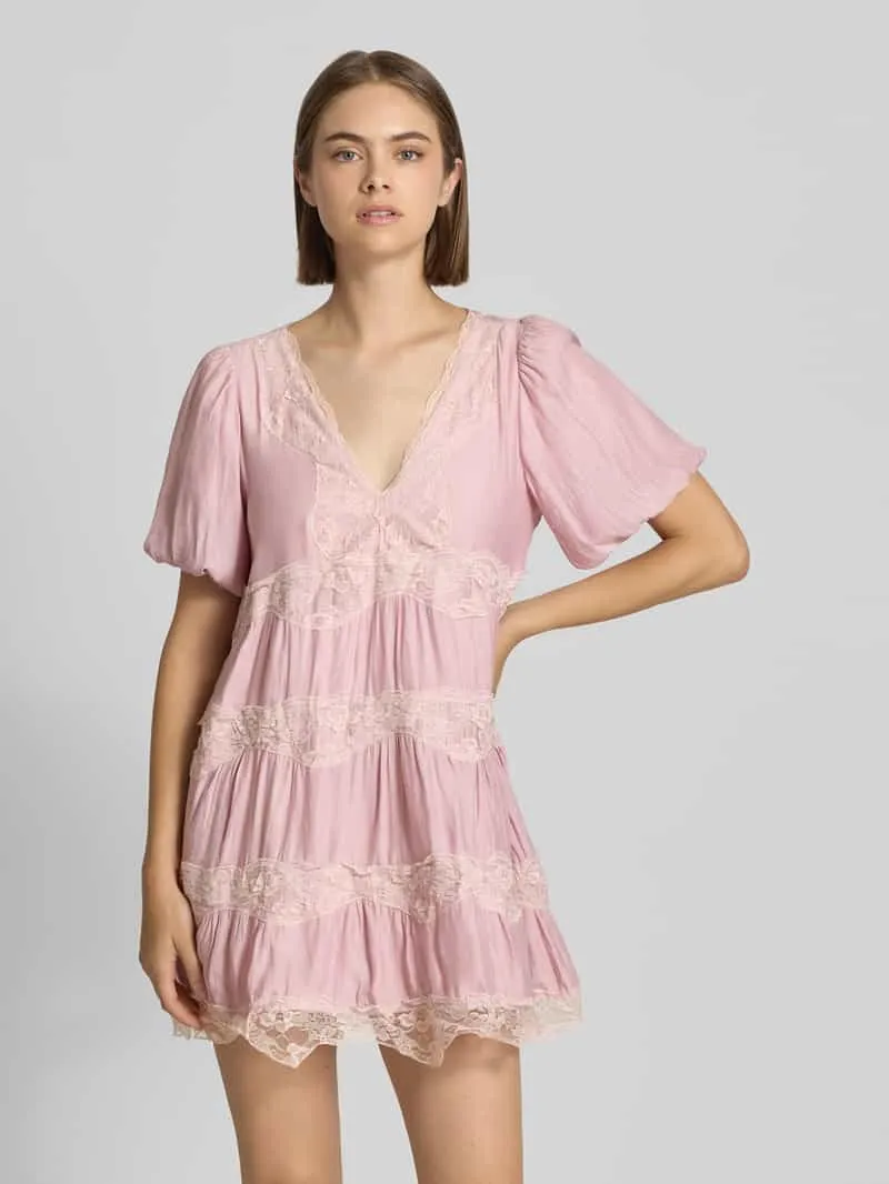 daisy street Regular fit mini-jurk met kant model 'Cotton Candy' Roze