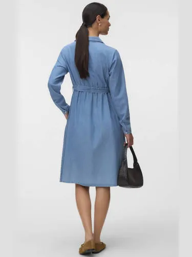 Mamalicious zwangerschapsspijkerjurk met ceintuur mediumblauw medium blue denim, foto 4