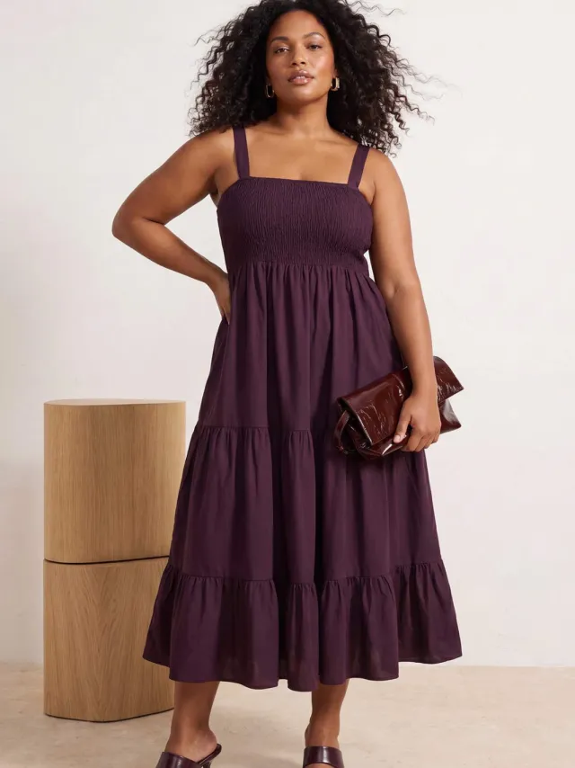 Trendyol Curve Dames Bordeaux Effen Midi Mouwloos Avond / Dagelijks Skater Grote maten Jurk Bordeauxrood