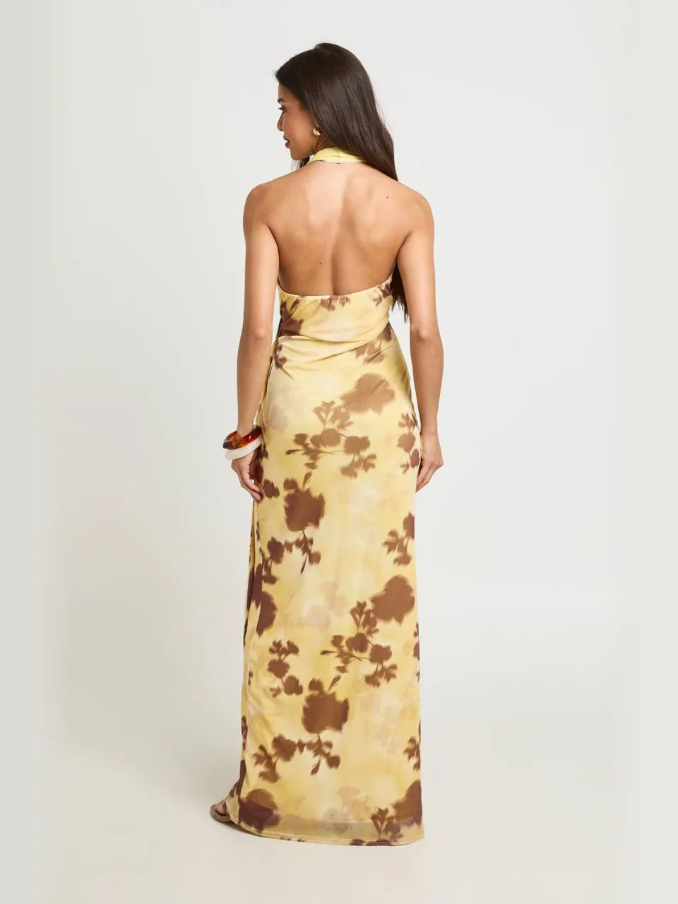 boohoo Dames Maxi-jurk Met Tonale Bloemenprint En Drapeerdetail citroen, foto 3