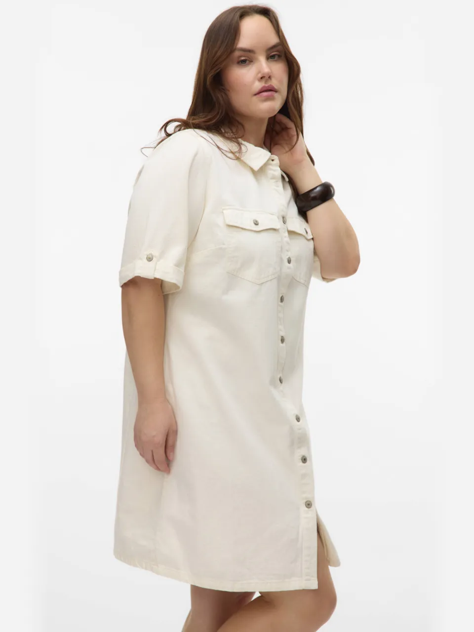 Vero Moda CURVE spijkerjurk ecru, foto 3