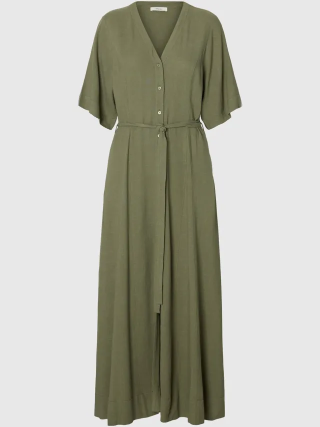 SELECTED FEMME Viva Regular Linen Blend Dress Groen