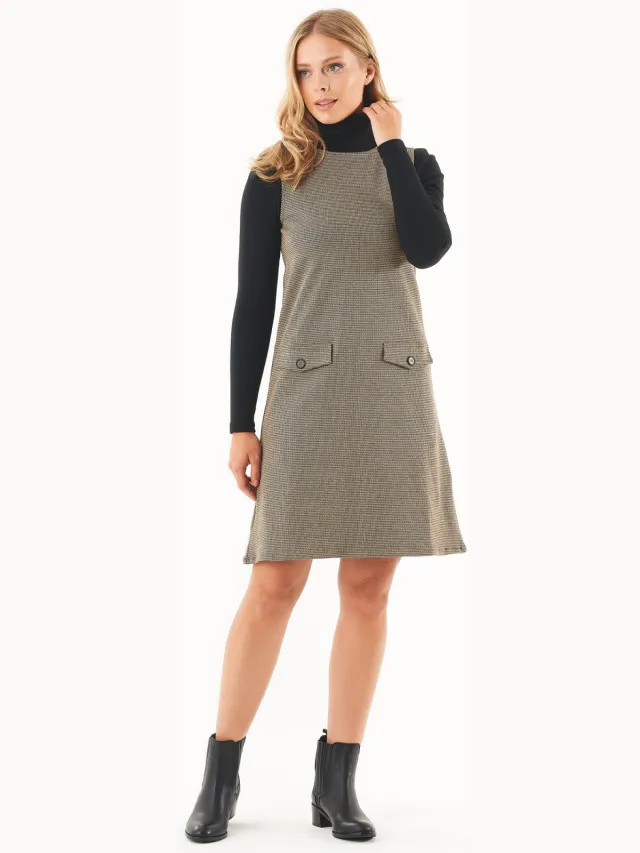 ORGANICATION dames vegan Jurk Slim Fit Midi Zwart Camel