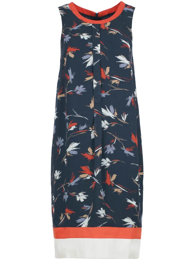 Conquista Summer Breeze bloemen viscose jurk Blauw/Marineblauw