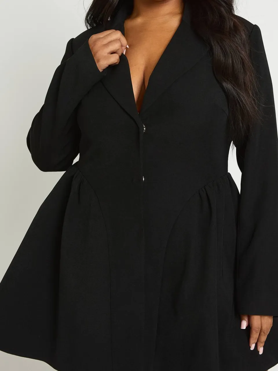 boohoo Dames Plus Skaterrok Blazer Jurk zwart, foto 4