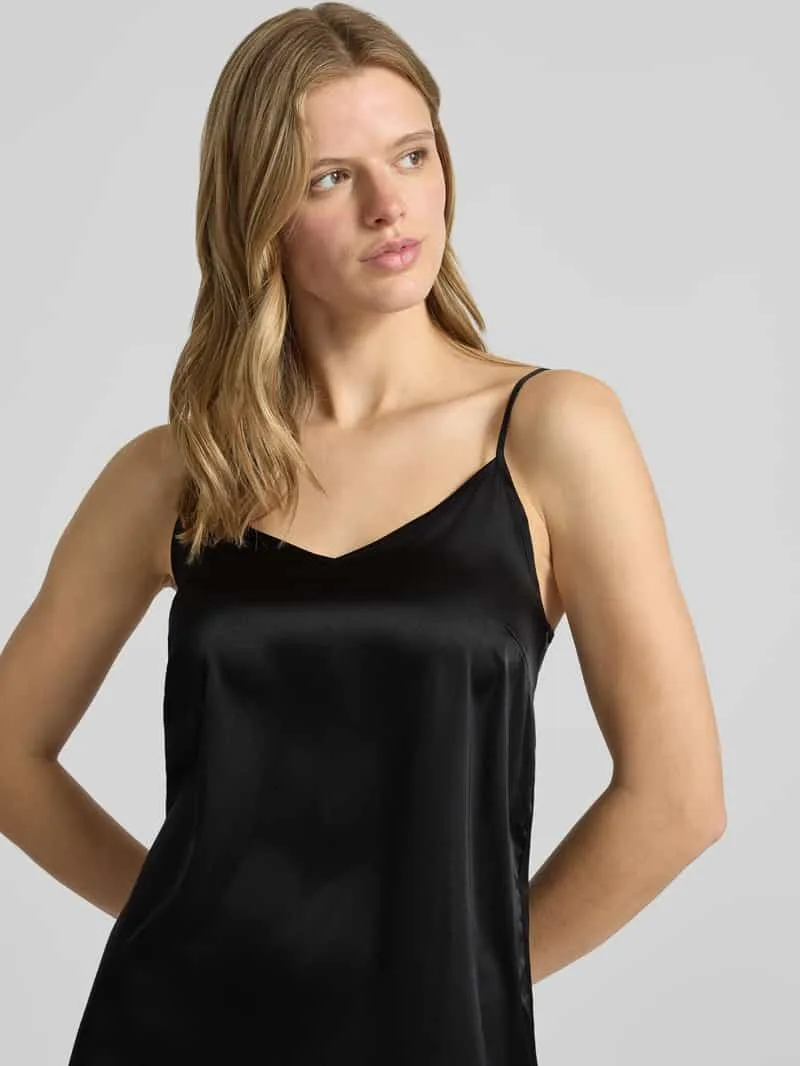 Pieces Vloeiend jurk van satijn met verstelbare spaghettibandjes model 'JESSA' zwart, foto 2