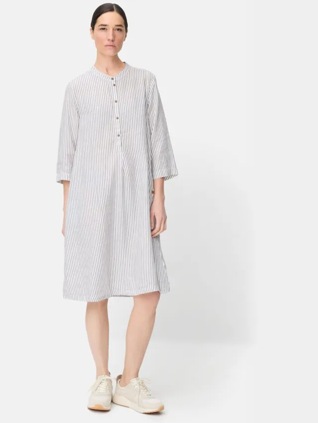 Camel Active Gestreepte jurk met knoopsluiting - Maat - Oceaanblauwwomenswear-S Wit